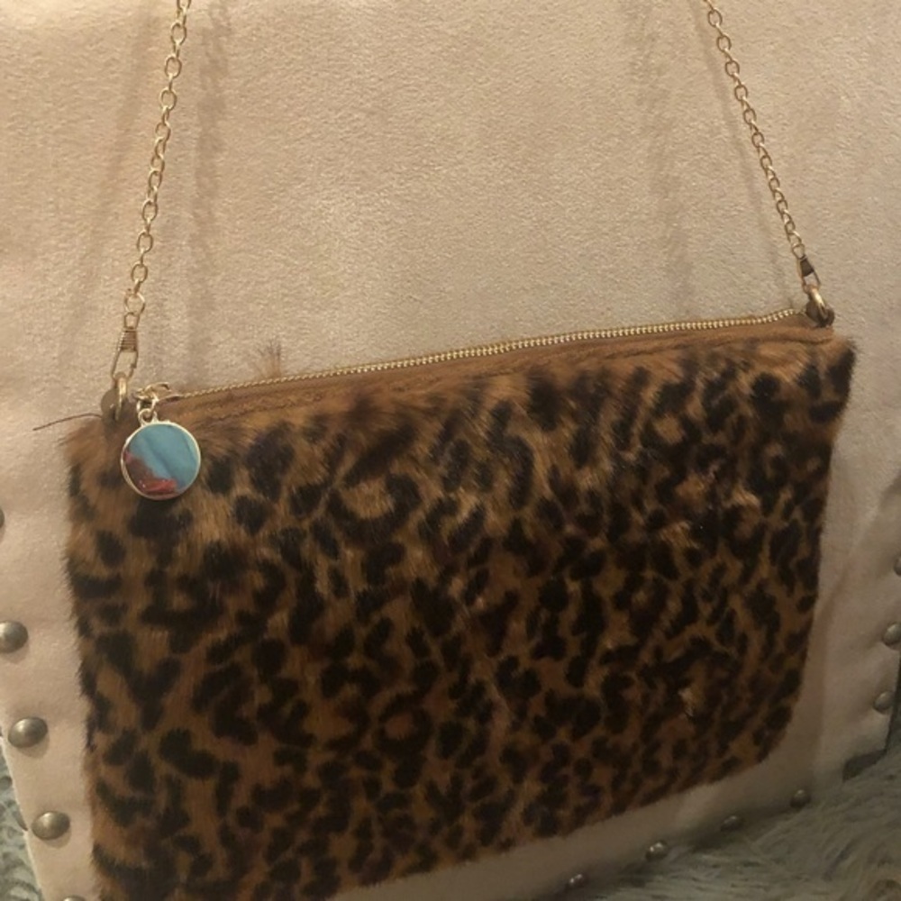 Leopard Faux Fur Cross Body Bag